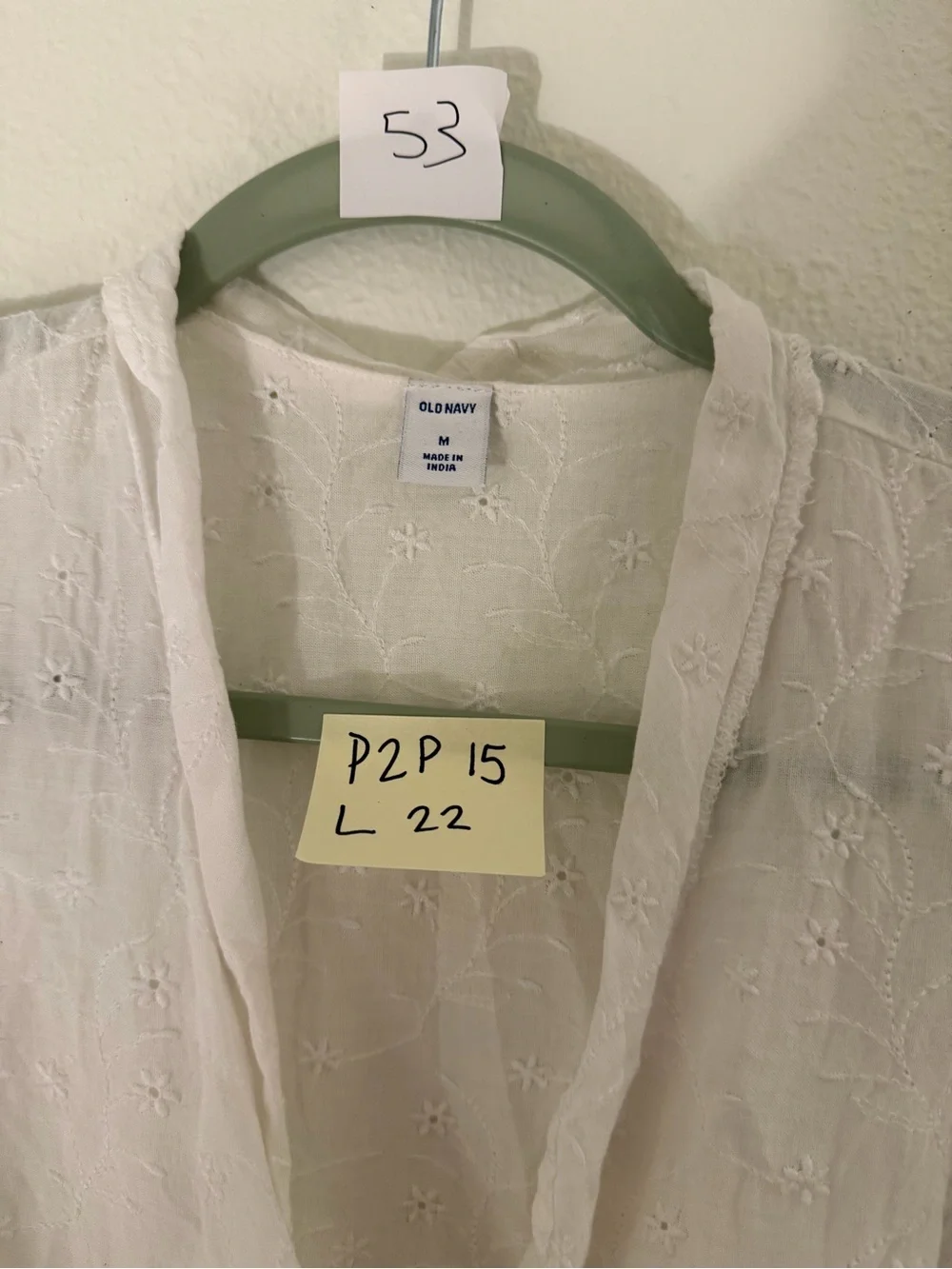 Old Navy White Embroidered Wrap Blouse
